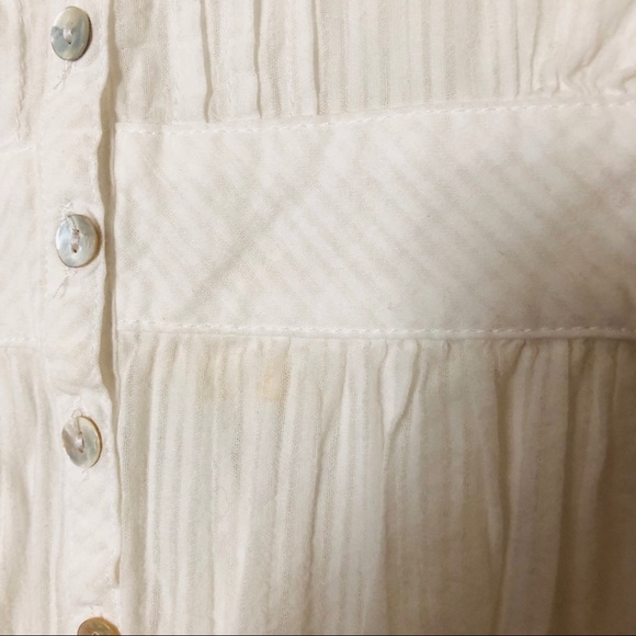 Flowy white button down up tank top blouse with tie in back - Picture 2 of 3